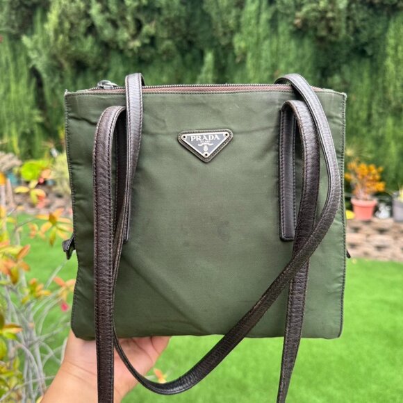 Vintage Prada Nylon tote in Moss Green - Picture 1 of 8